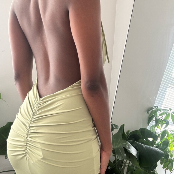 Chic Backless Olive Dress - Picture 2 of 3